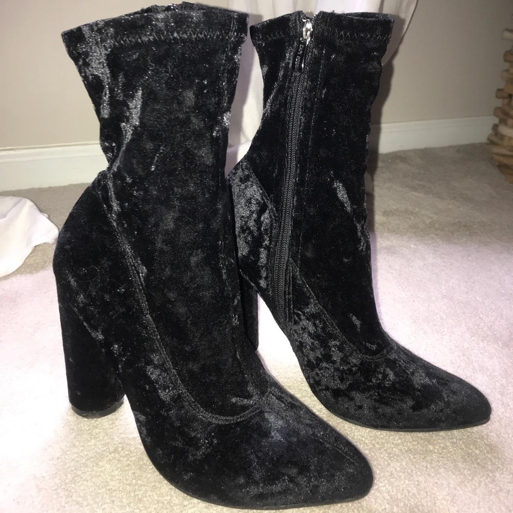 Black Velvet Booties